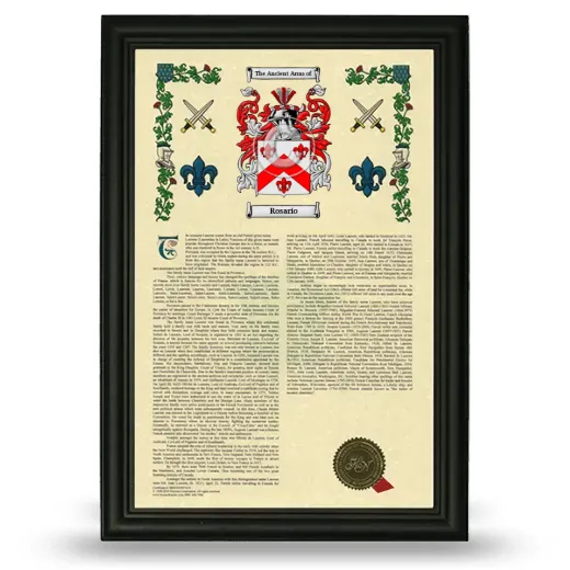 Rosario Armorial History Framed - Black
