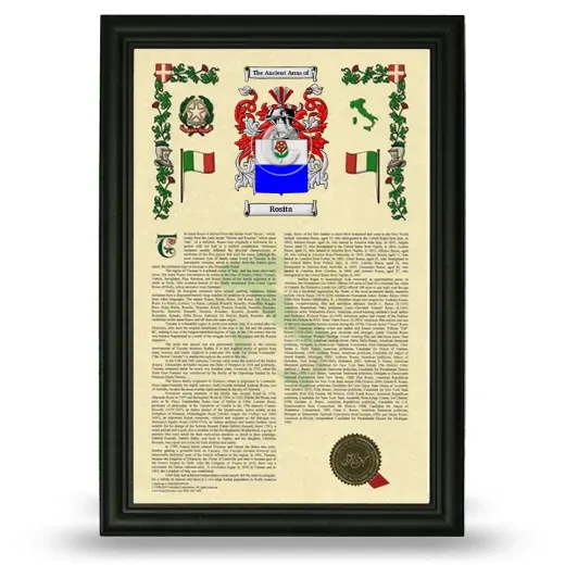 Rosita Armorial History Framed - Black
