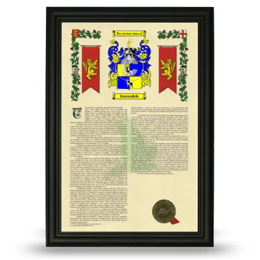 Rossendale Armorial History Framed - Black