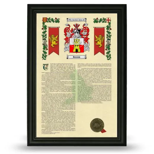 Rosson Armorial History Framed - Black