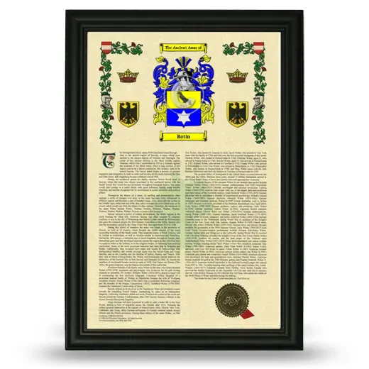 Rotin Armorial History Framed - Black