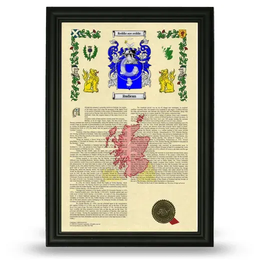 Rudican Armorial History Framed - Black