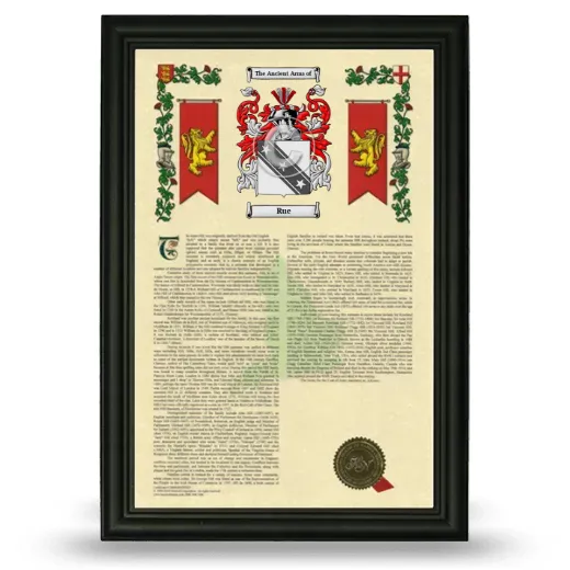 Rue Armorial History Framed - Black