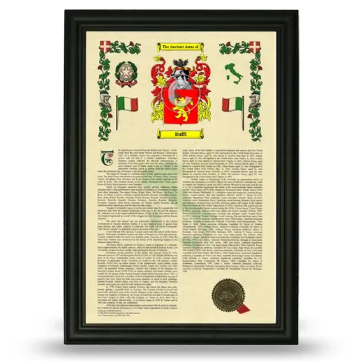 Ruffi Armorial History Framed - Black