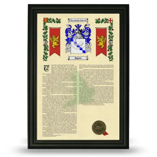 Rygate Armorial History Framed - Black