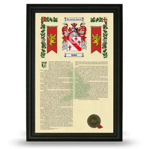 Ryhill Armorial History Framed - Black