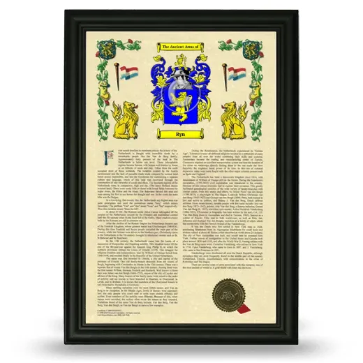 Ryn Armorial History Framed - Black