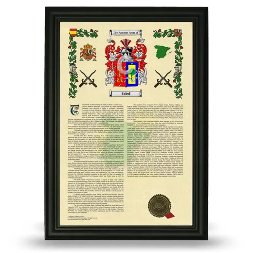 Sabel Armorial History Framed - Black