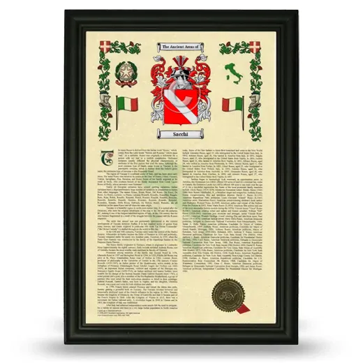Sacchi Armorial History Framed - Black