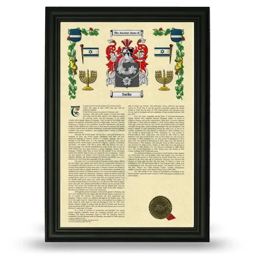 Sachs Armorial History Framed - Black