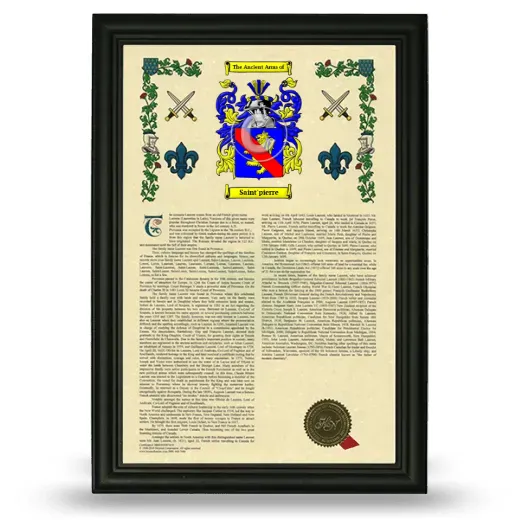 Saint'pierre Armorial History Framed - Black
