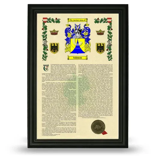 Salzman Armorial History Framed - Black