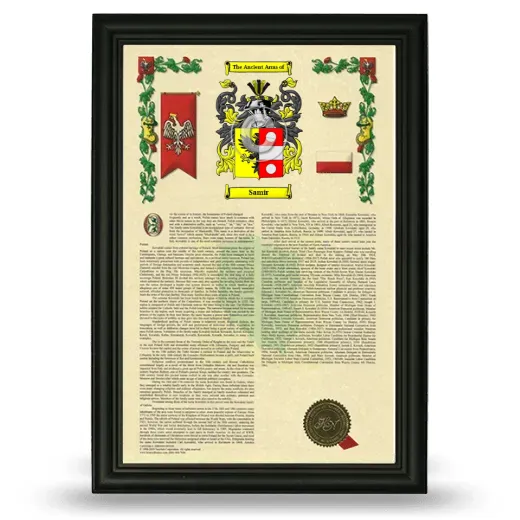 Samir Armorial History Framed - Black