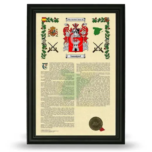 Sanmiguel Armorial History Framed - Black