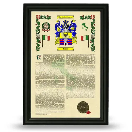 Santo Armorial History Framed - Black