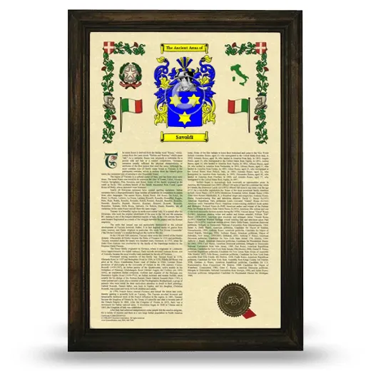 Savoldi Armorial History Framed - Brown