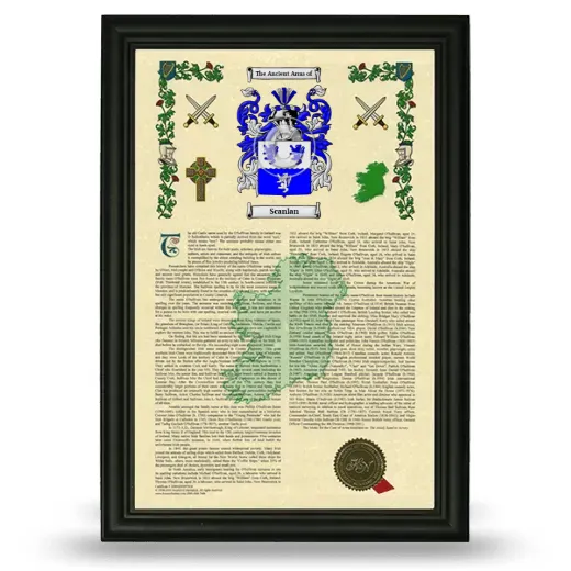 Scanlan Armorial History Framed - Black