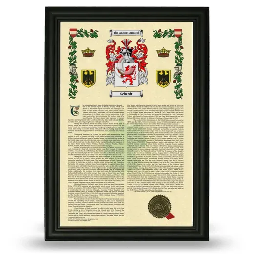 Schardt Armorial History Framed - Black