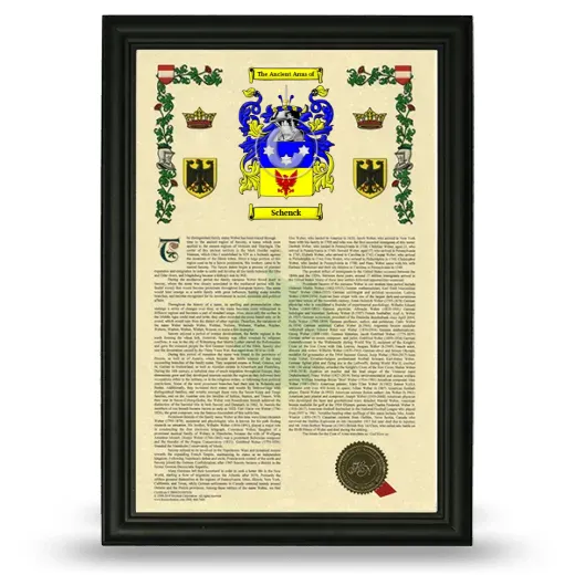 Schenck Armorial History Framed - Black
