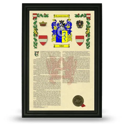 Scher Armorial History Framed - Black