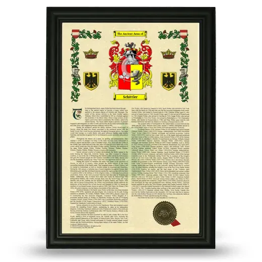 Schittler Armorial History Framed - Black