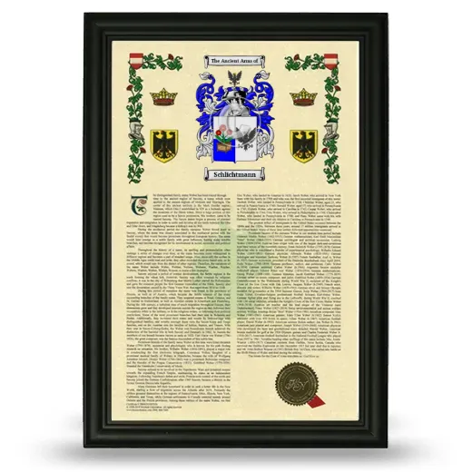 Schlichtmann Armorial History Framed - Black