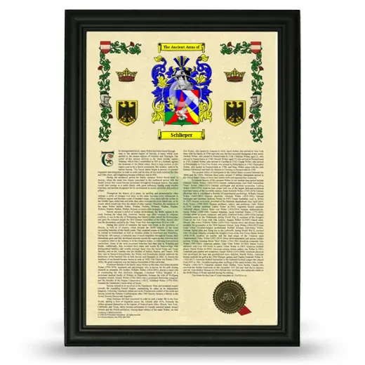 Schlieper Armorial History Framed - Black