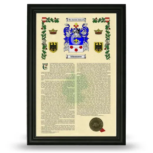 Schoonover Armorial History Framed - Black