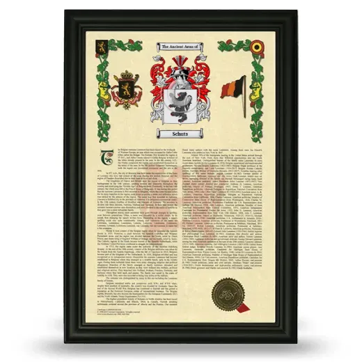 Schuts Armorial History Framed - Black