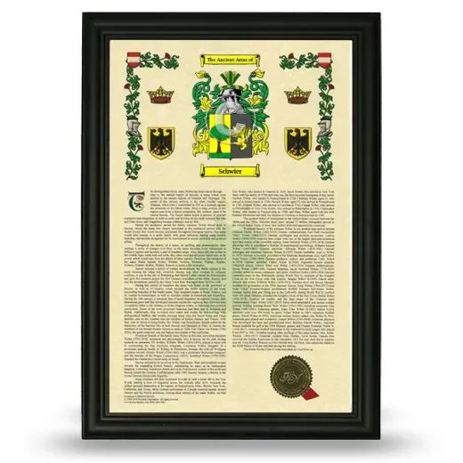 Schwier Armorial History Framed - Black