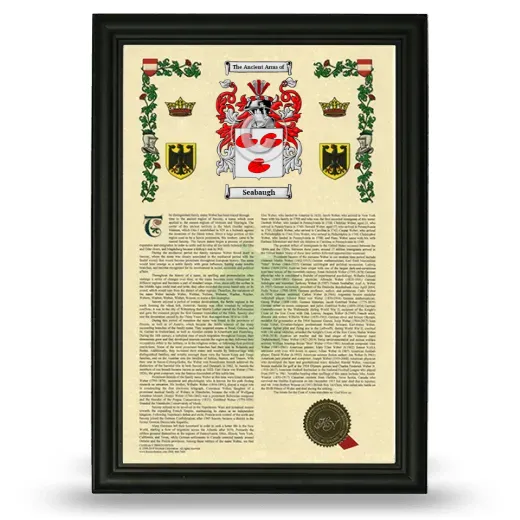 Seabaugh Armorial History Framed - Black