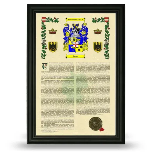 Seagr Armorial History Framed - Black