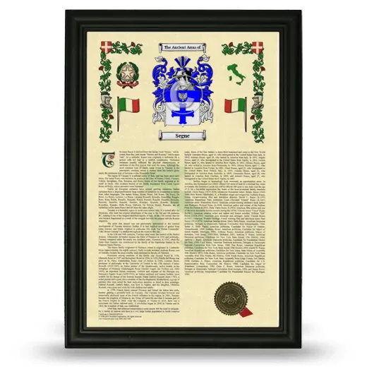 Segne Armorial History Framed - Black