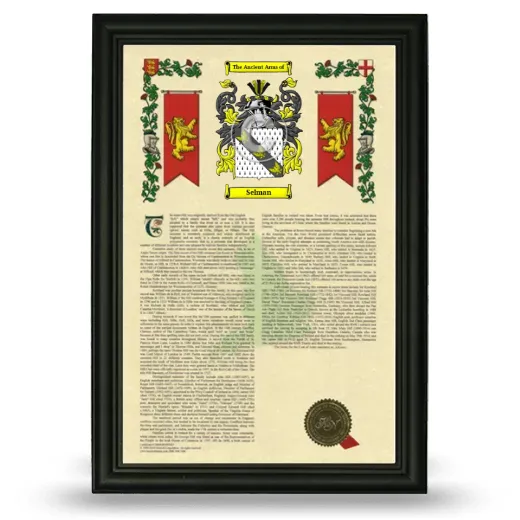Selman Armorial History Framed - Black