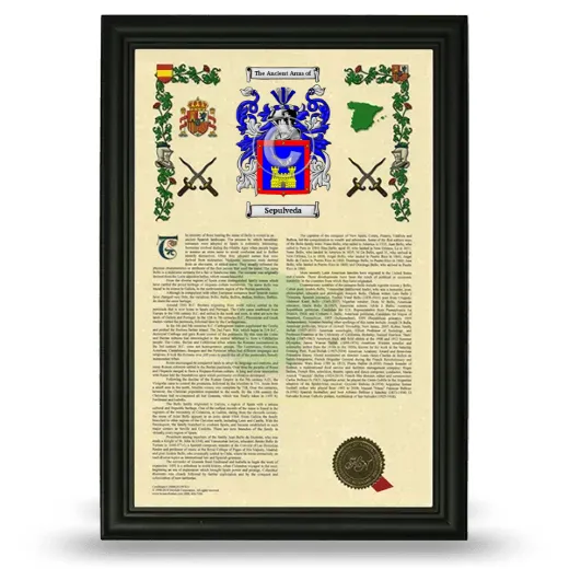 Sepulveda Armorial History Framed - Black