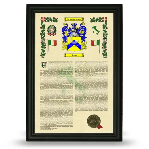 Serio Armorial History Framed - Black
