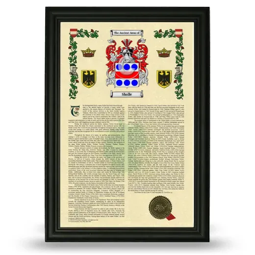 Shalle Armorial History Framed - Black
