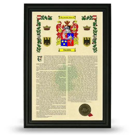 Shanklin Armorial History Framed - Black