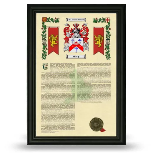 Shatly Armorial History Framed - Black