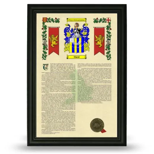 Shaul Armorial History Framed - Black