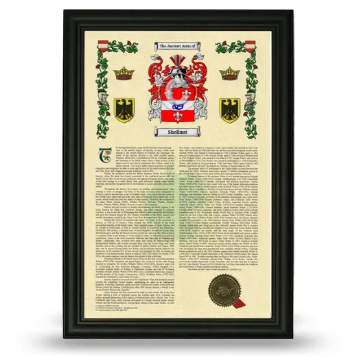 Shellnut Armorial History Framed - Black