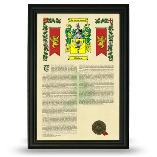 Shirham Armorial History Framed - Black