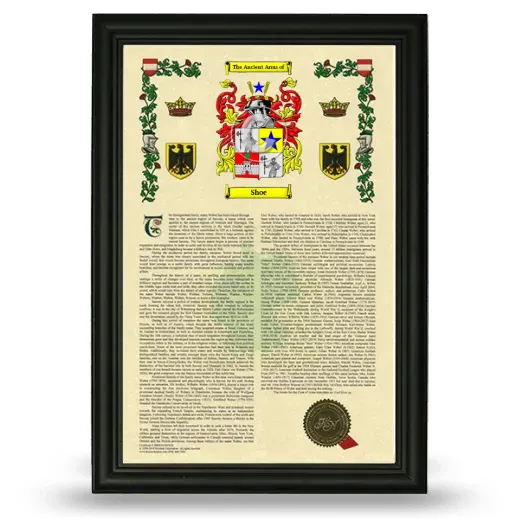 Shoe Armorial History Framed - Black