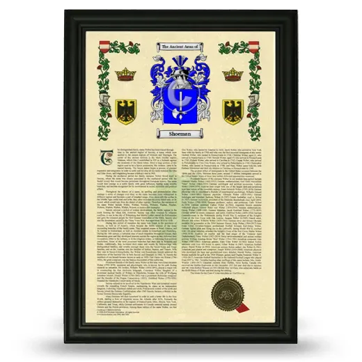 Shoeman Armorial History Framed - Black