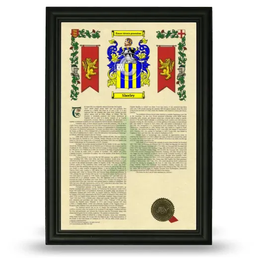 Shorley Armorial History Framed - Black