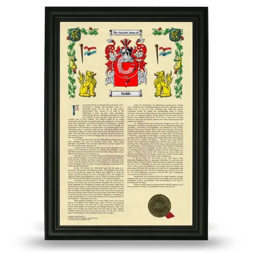 Sickle Armorial History Framed - Black