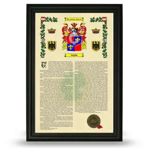 Sieglin Armorial History Framed - Black
