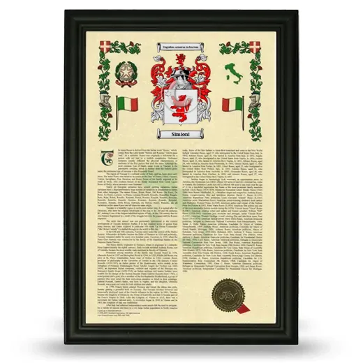 Simioni Armorial History Framed - Black