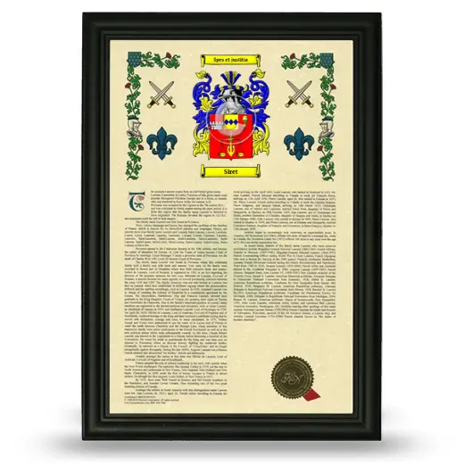 Siret Armorial History Framed - Black