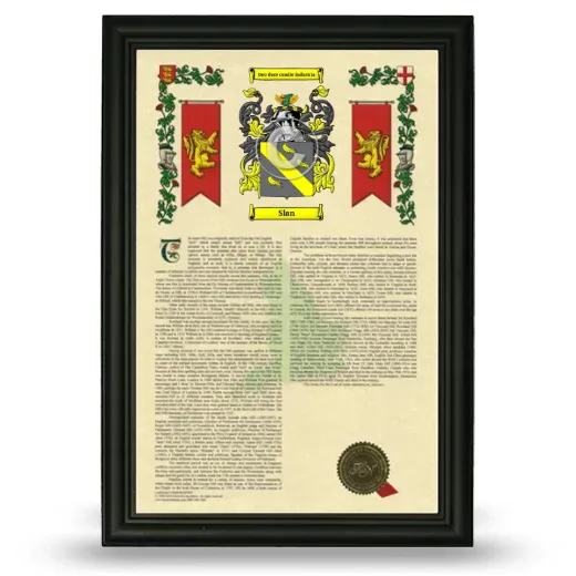 Slan Armorial History Framed - Black